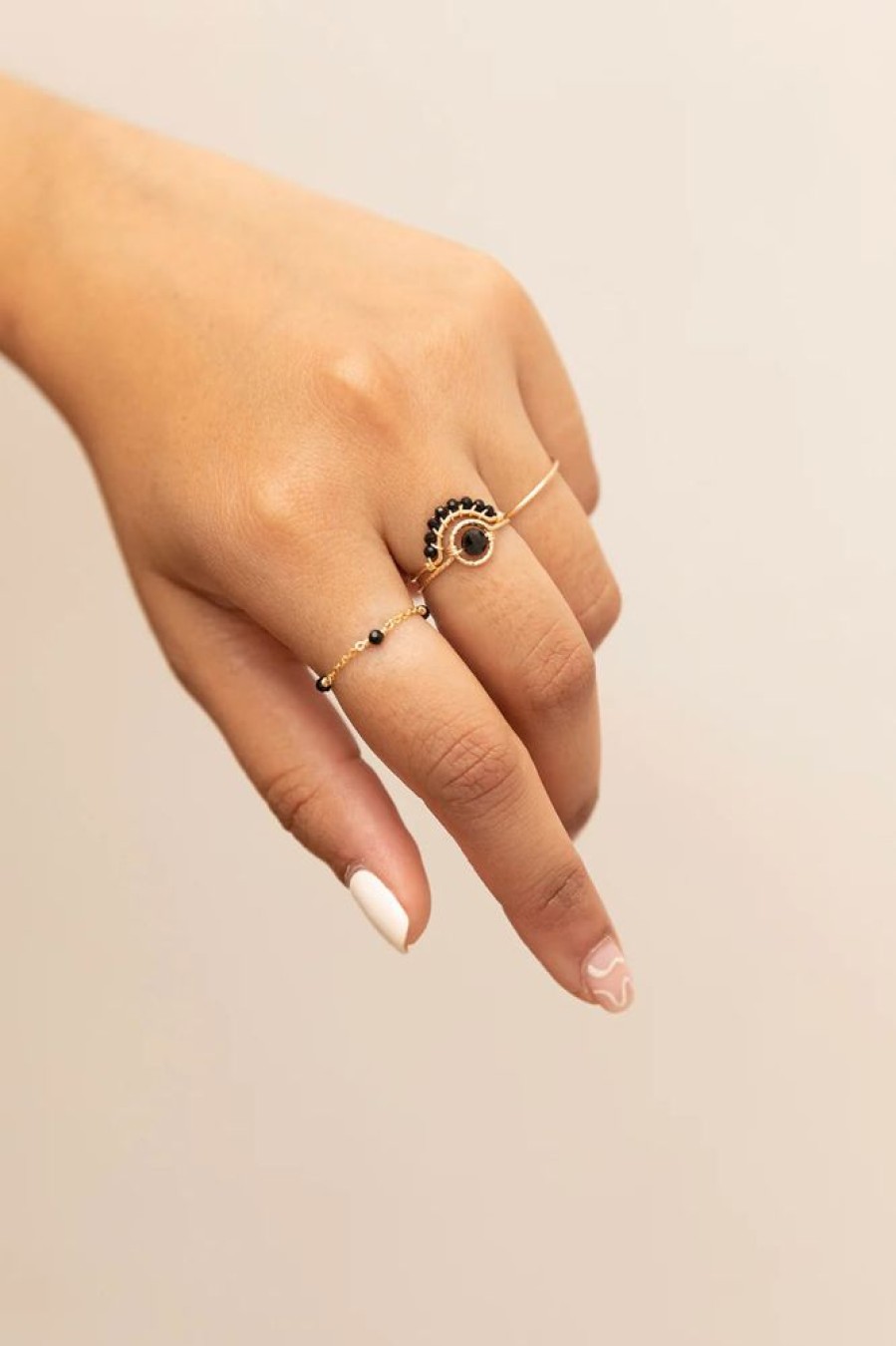 Bagues YAY Paris | Parure Trio Bagues Demi-Lune Agate