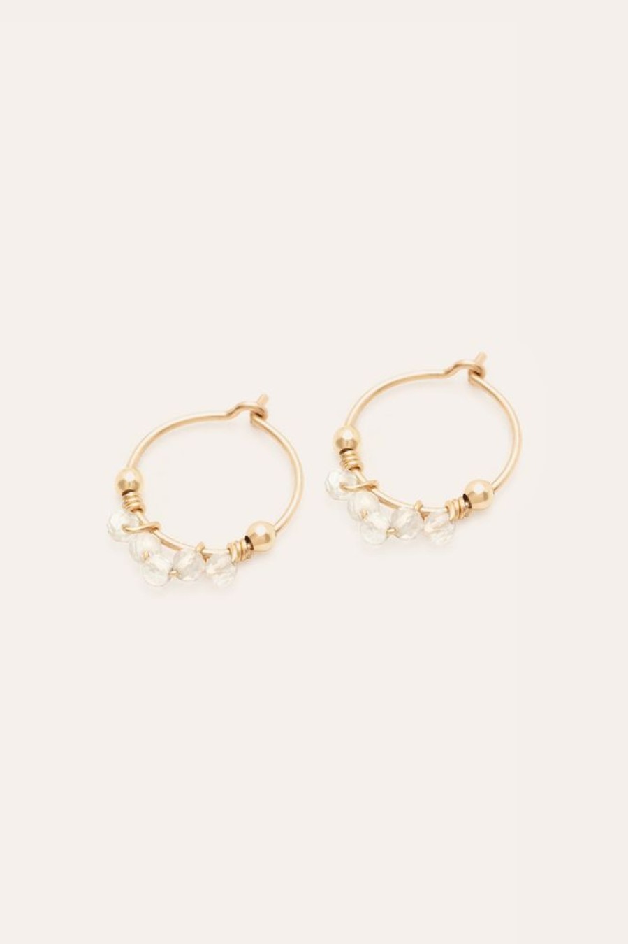 Boucles D'Oreilles YAY Paris | Mini Creoles Dentelle - Cristal De Roche